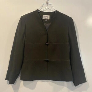 Kasper Petite‎ Green Blazer Jacket Career Womens Size 10P (C)
